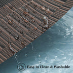 Leetaltree Brown with Black Striped Placemats Set of 6 - Heat Resistant Non-Slip Place mats for Dining Table, Washable Durable PVC Vinyl Woven Table Mats（Brown Stripe, 6）