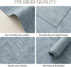 Romanstile Vinyl Placemats Set of 6-12 X 18 Inch - Heat Resistant Place Mats 100% Waterproof Oilproof Wipeable Reversible Faux Leather Table Mats for Kitchen/Dining/Party/Outdoor, Sky Blue