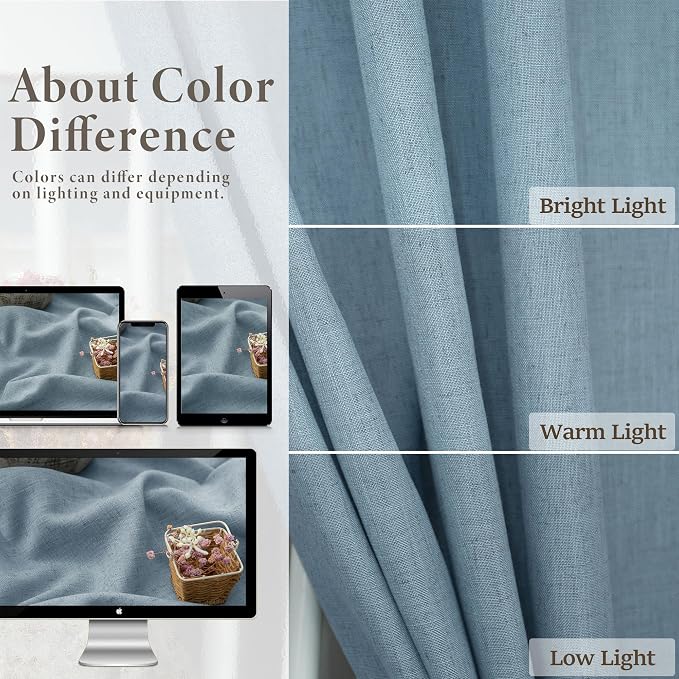 Pitalk Living Room Extra Wide 60 Inch Curtains 2 Panels Back Tab Pocket Light - Image 4