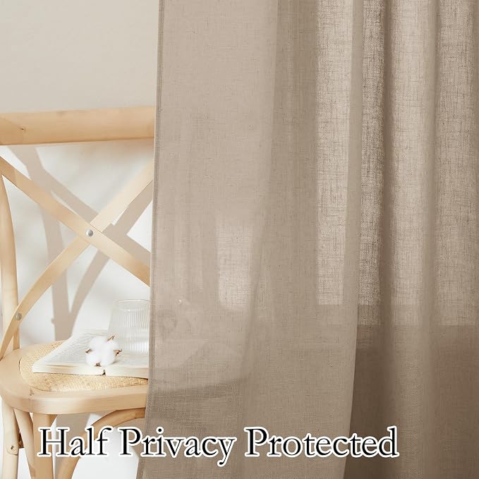 RYB HOME Linen Semi Sheer Curtains 63 inch Length - Image 5