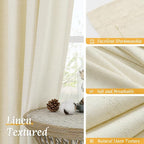 Light Beige Linen Semi Sheer Curtains 45 Inch - Image 7