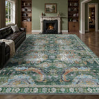 8x10 Area Rugs, Vintage Retro Soft Washable Rug, Non-Slip Low Pile Rugs by Yarooge