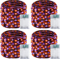 4 Pack 60LED Orange & Purple Fairy Lights Battery Operated with Timer, 20FT Waterproof Halloween Lights Outdoor Indoor, Black Wire String Lights for Bedroom, Party, Centerpiece, Halloween Decorations