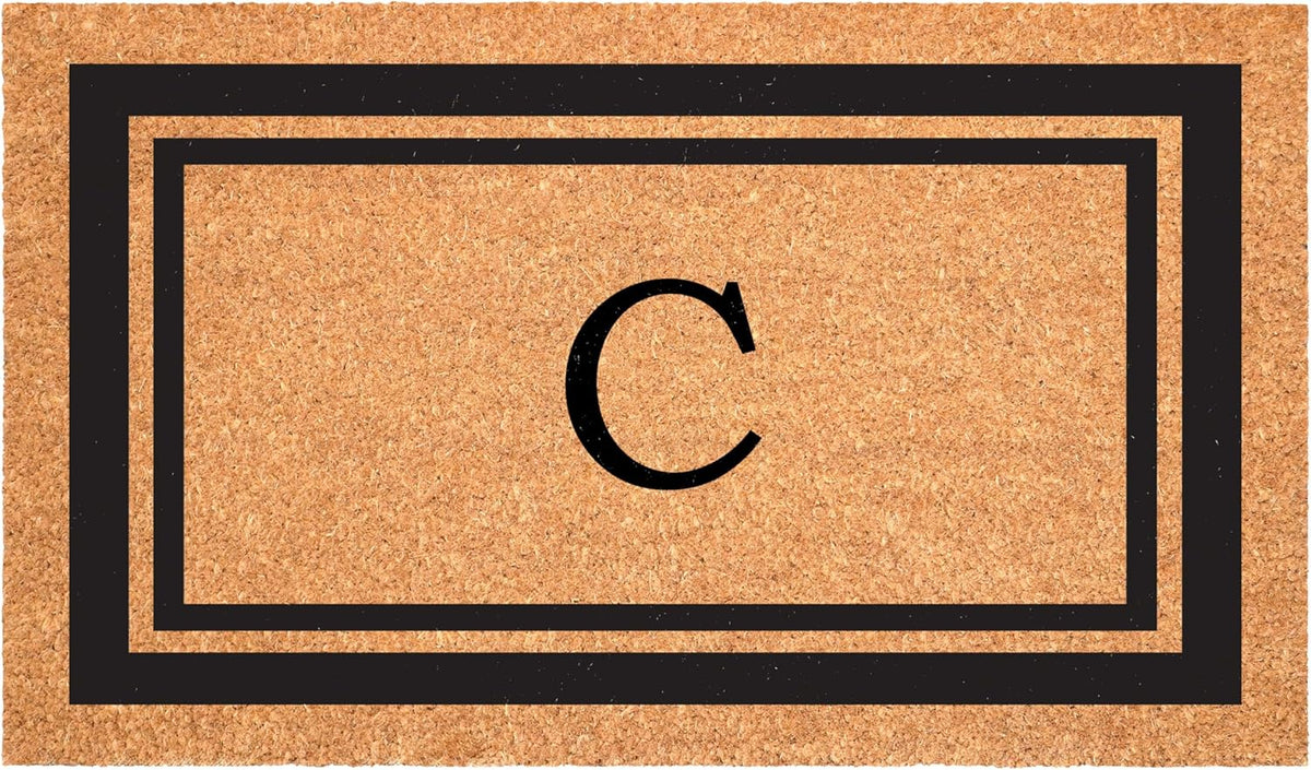 Calloway Mills 152961830C Black Border 18" x 30" Monogram Doormat, (Letter C)