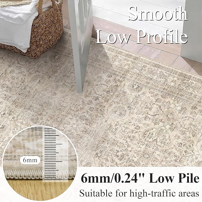 Schweek 2x10 Beige Washable Kitchen Runner Rug Long Runners - Image 4