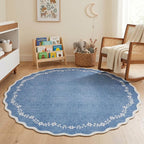 GarveeHome Round Area Rug 5ft Scalloped Washable Circle Rug by GarveeHome