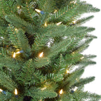 Fraser Hill Farm 7.5-ft. Winter Falls Slim Christmas Tree with 8 Function Dual Multicolor & Warm White LED Lights, Artificial Tree