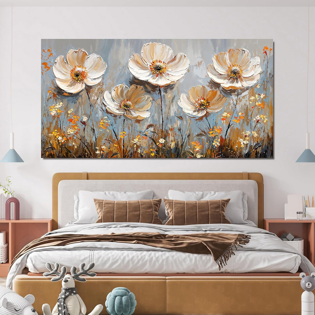 Canvas Wall Art Decor Art Work for Wall Decor Vintage Gold Wall Art Prints Wall Art Pictures for Living Room Nature Flower Wall Art Decorations Field Artwork for Walls Bedroom Office Decor 20" X 40"