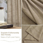 Taupe Linen Curtains 45 Inch Length 2 Panels - Image 6