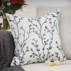 YOUR SMILE Classical Embroidery Jacquard Teal Leaf Pattern Square Decorative Throw Pillow Case Cushion Cover 18x18 inch