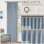 Blue Linen Blackout Pleated 86 Inch Curtains - Image 5