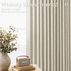 Beige Pinch Pleated Semi Sheer Linen 63 Inch Curtains 2 Panels | - Image 3