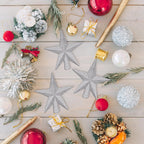 1PCS Tree Topper, 4" Star Christmas Tree Topper Glitter Sliver, Mini Bethlehem Star Xmas Shatterproof Tree Topper Decorations, Waterproof Christmas Decor for Holiday Home Indoor & Outdoor Ornament