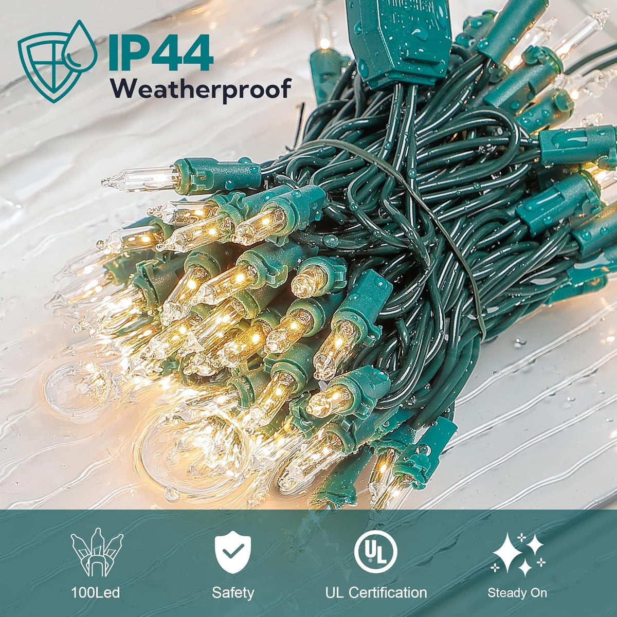 White Christmas Lights,100 Count Clear Mini Lights Incandescent Christmas Tree String Lights, Connectable for Christmas Decoration,Garland,Home,Patio, Wedding,Party,Festival (23 Feet)