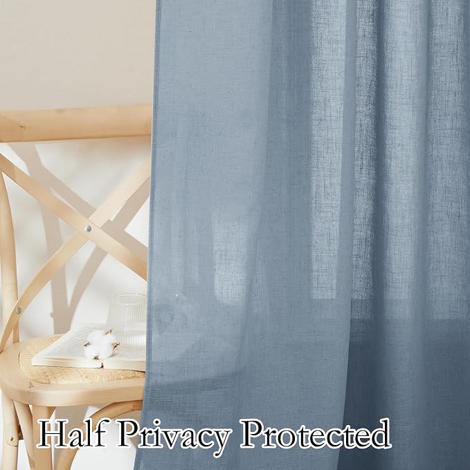 RYB HOME Sheer Curtains 102 inches, Extra Long Floor to Ceiling Curtains | Half - Image 5