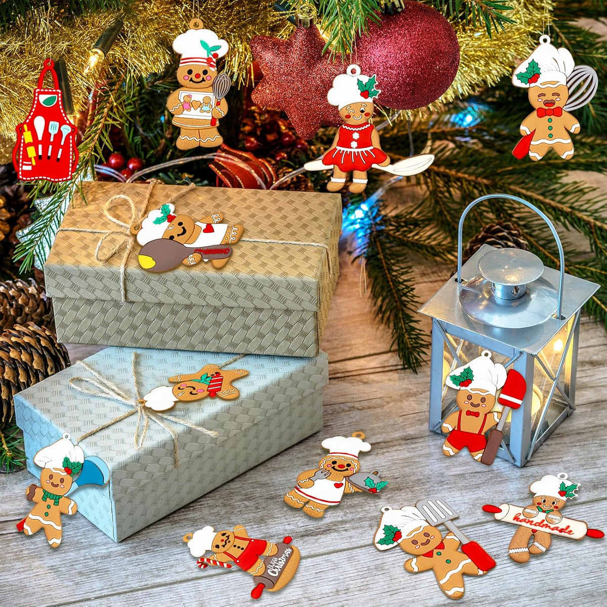36pcs Gingerbread Christmas Decoration for Tree - Cooking Gingerbread Man Ornaments Christmas Hanging Decor for Christmas Tree Home Kitchen Decor Party Supplies