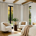 Extra Long Blackout Pleated 126 Inch Curtains Floor Ceiling Oatmeal Beige | - Image 9