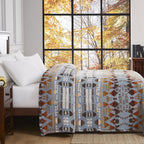CASAAGUSTO Boho Sherpa Throw Blanket, Aztec Queen Blanket, Ultra Soft, Warm, Cozy, Plush, Thick Fleece Bohemian Throw Blanket for Couch, Bed, Sofa (Blue Grey 90 * 90 Inch)