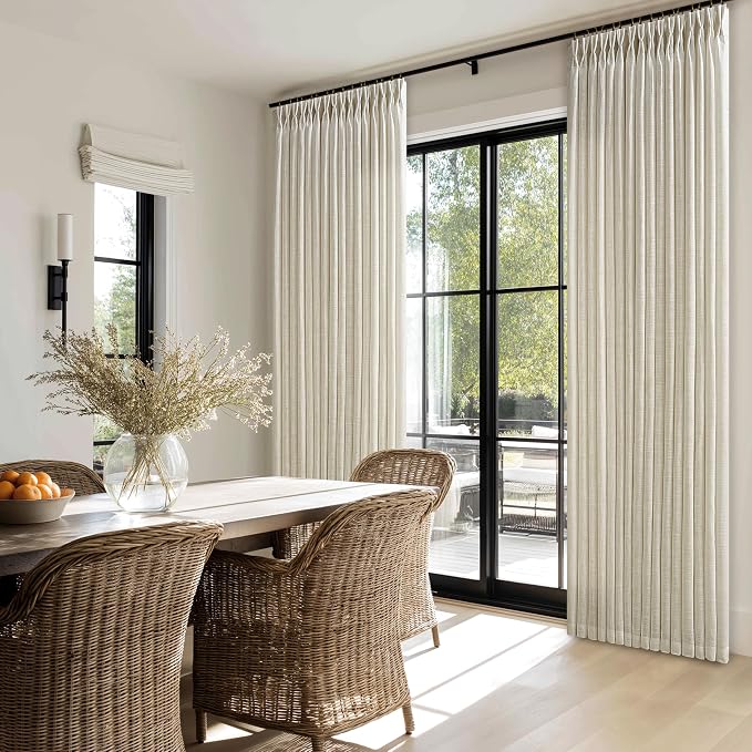 Linen Semi Sheer Beige Tan Pinch Pleated Curtains 92 Inches Long 50Wx92L | 92 - Image 7