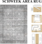 Schweek 2x6 Hallway Runner Rug Washable Vintage Kitchen Rugs Non Slip Grey | - Image 2