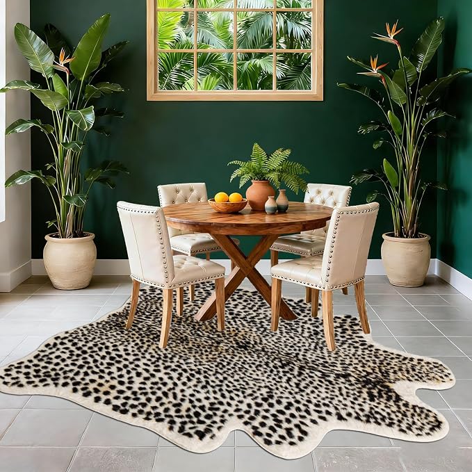 Leopard Print Rug, Large Cheetah Rug 6.2x8 Feet Soft Faux Animal Print Carpet - Image 3