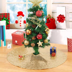 Christmas Tree Skirt 24 inch Champagne Gold Tree Skirt Small Sequin Tree Skirt for 4ft Christmas Tree Decorations