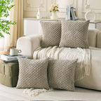 Set of 4 Taupe Decorative Throw Pillow Covers 26x26 Inch Corduroy Pillow Covers by Cozoomy