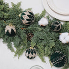 3.15INCH Green Velvet Ornaments for Christmas Tree, 12PCS Glitter Flocked Christmas Ornaments Decorations Balls Set Decor
