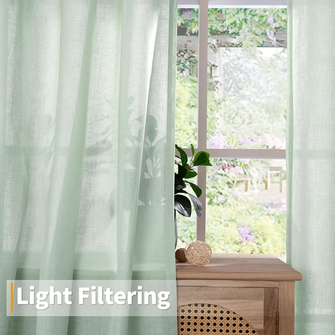YoungsTex Short Linen Sheer Curtains 54 Inch Length - Image 3
