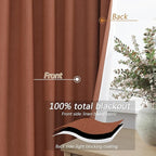 Terracotta 100% Blackout Curtains 108 Inch Length 2 Panels Set Fall Curtains - Image 4