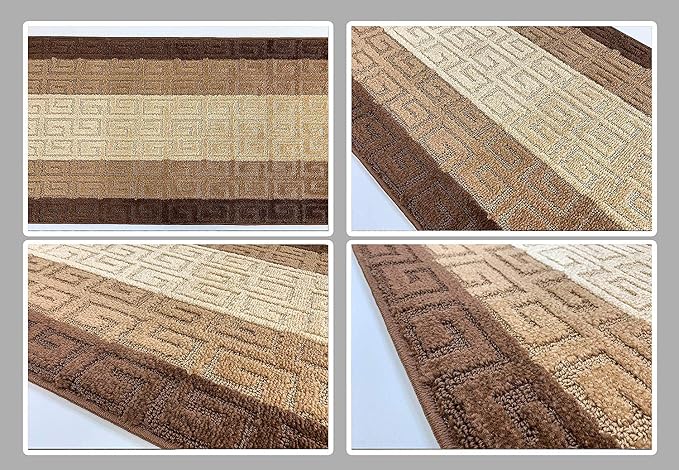 Custom Length Hallway Runner Rug, Slip Resistant, Meander Brown, 26 Inch X 28 - Image 6