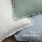 MIULEE Boho Linen Fringe Decorative Throw Pillow Covers Sky Blue 20x20 | Set of - Image 4