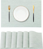 Leetaltree Mint Cream Placemats Set of 6 - Heat Resistant Non-Slip Place mats for Dining Table, Washable Durable PVC Vinyl Woven Table Mats（Mint Cream, 6）