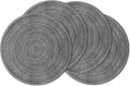 Leetaltree Round Placemats Heat and Slip Resistant Cotton Table Mats, Washable Bohemian Placemats for Dining Tables (Charcoal, Set of 4)