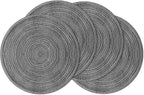 Leetaltree Round Placemats Heat and Slip Resistant Cotton Table Mats, Washable Bohemian Placemats for Dining Tables (Charcoal, Set of 4)