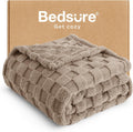 Bedsure GentleSoft Light Taupe Throw Blanket for Couch - Checkered Fleece Blankets Gifts for Women Men Girls, Cute Soft Cozy Throw for Bedroom Home Decor Gifts, 50x60 Inches