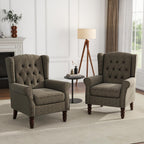 UIXE High Back Accent Chairs Set of 2, Upholstered Armchair in Fabric, Retro Wingback Arm Chair for Living Room, Comfy Single Sofa Bedroom Reading Seat with Solid Wood Legs - Taupe