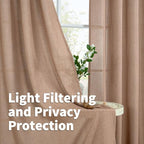 Mocha Brown Linen Semi Sheer Curtains 52 X 63 Inch Length - Image 3