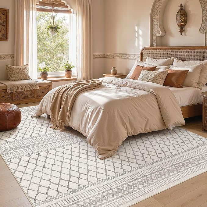 cotiled Boho 10x14 Area Rug for Living Room: Large Moroccan Washable Rug | - Image 5