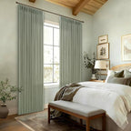 120 Inch Pinch Pleated Light Filtering Linen Curtains Sage Green 2 Panels | - Image 8