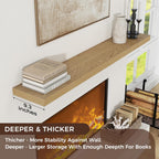 Floating Shelves for Wall, Large Wall Mounted Shelves with Invisible Brackets, Long Wood Floating Shelf for Living Room, Bedroom, Kitchen, Bathroom (Oak, 55" W x 9" D x 1.5" H)