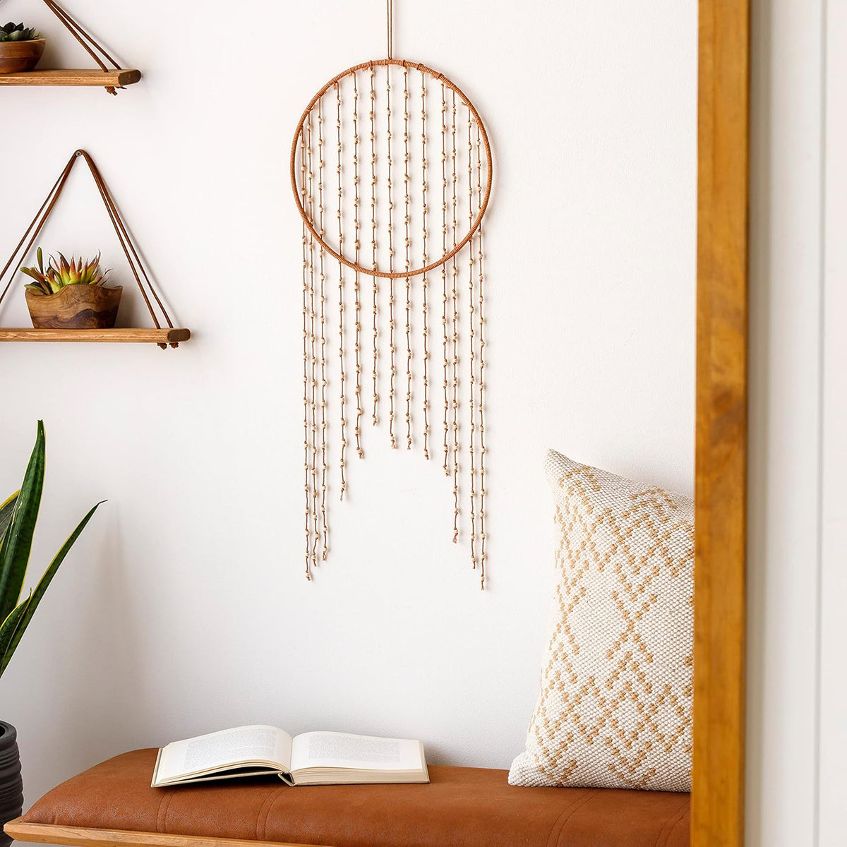 Mark&Day Wall Art, Wiesmath Bohemian Farmhouse Burnt Orange Macrame Tapestry Wall Hanging for Living Room, Bedroom, Office or Kitchen (30"H x 12"W)