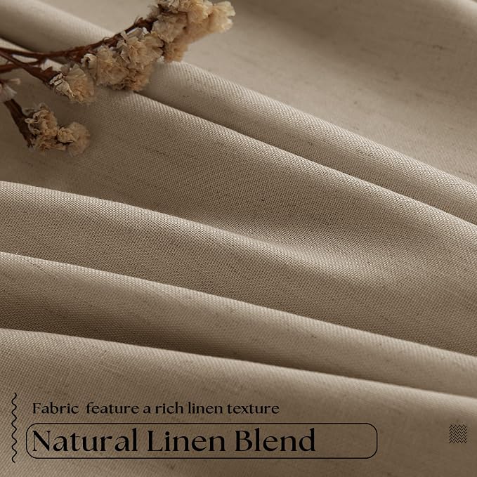 Light Brown Linen Blackout 120 Inch Curtains - Image 5