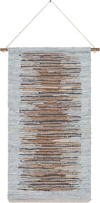 Mark&Day Wall Art, Stanzach Hide Leather and Fur Farmhouse Charcoal Macrame Tapestry Wall Hanging for Living Room, Bedroom, Office or Kitchen (44"H x 22"W)