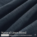 Navy Blue Linen Pinch Pleated Curtains 96 Inches Long 2 Panels | Semi Sheer - Image 3