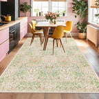 Light Beige Green Living Room Rug, 6x8 Washable Area Rug - Image 3