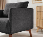 Oversized Accent Chair Modern Boucle Armchair for Living Room- 37" Wide Accent Chair with Solid Wood Legs, Dark Gray Upholstered Lounge Chair for Bedroom & Office, Cozy Reading Chair (Easy Assembly)