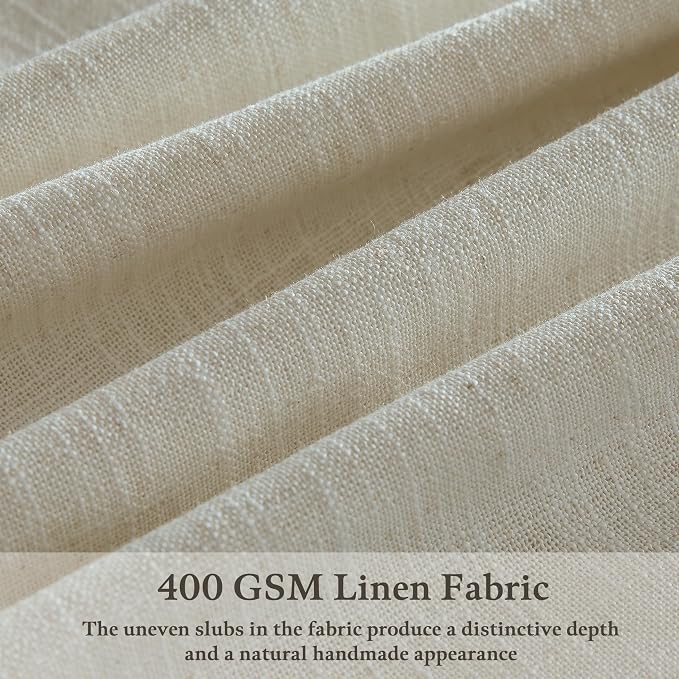 Tan Beige Memory Trained Semi Sheer Linen Pleated Curtains 80 Inches Long | 80 - Image 3