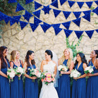 pinkblume Royal Blue Decorations Double Sided Sequin Navy Blue Fabric Triangle Pennant Banner Flag Bunting Garland for Blue Nautical Ahoy Achor Theme Nursery Classroom Home Bedroom Wall Decor