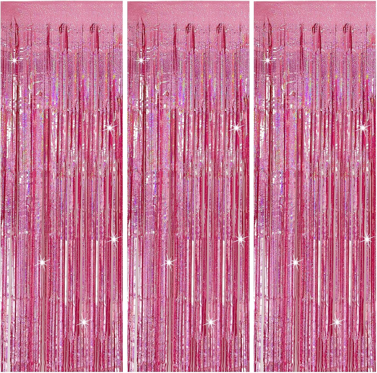 3 Pack Pink Backdrop Party Decorations Tinsel Curtain Party Backdrop Foil Fringe Birthday Decorations Photo Booth Streamer Backdrop Pink Theme Bachelorette Graduation Party Decorations
